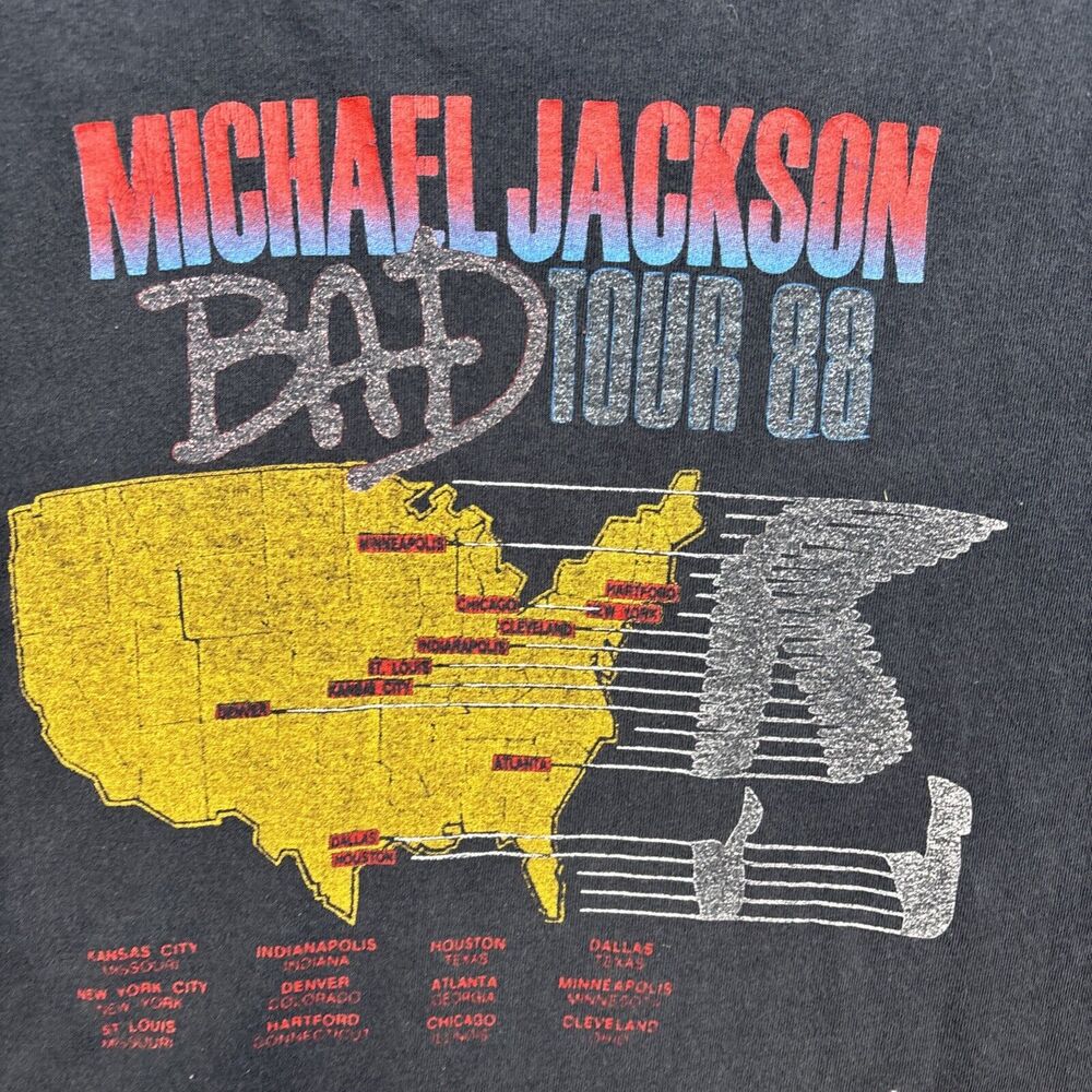 Junk Food Michael Jackson Bad Tour '88 Short Sleeve Top Gray Shirt Size M - Picture 9 of 12